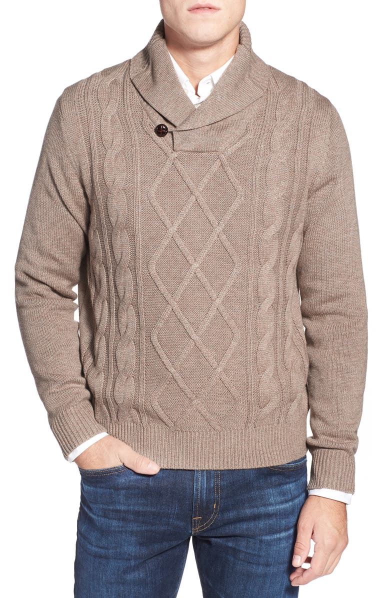 Toscano 'Fisherman' Shawl Collar Cable Knit Sweater | Nordstrom