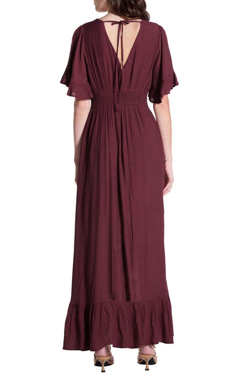 Wishlist Lace Trim High-low Dress In Deep Wine