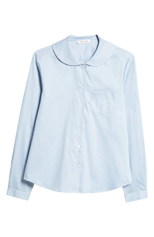 Shop Sandy Liang Wilbur Cotton Button-up Shirt In Baby Blue