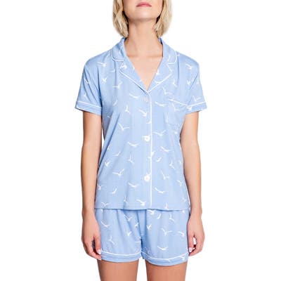 Pj Salvage In Flight Bird Print Short Pajamas, Blue