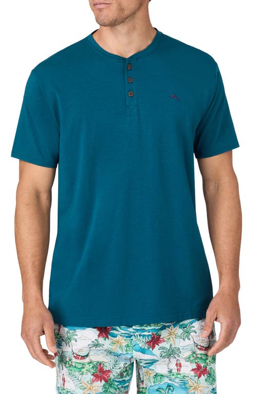 Shop Tommy Bahama Cotton Blend Pajama Henley In Dark Teal