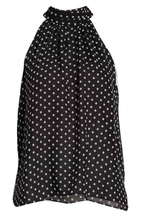 1.state Polka Dot Gathered Halter Neck Chiffon Top In Rich Black
