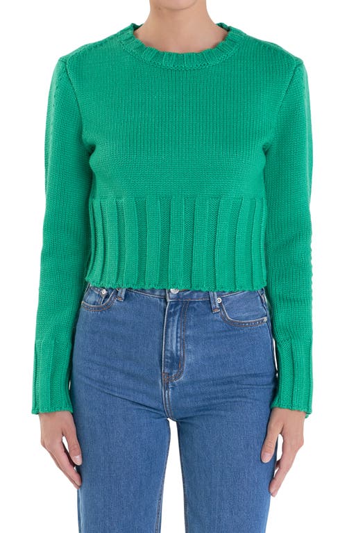 English Factory Open Back Cropped Sweater In Green In Green