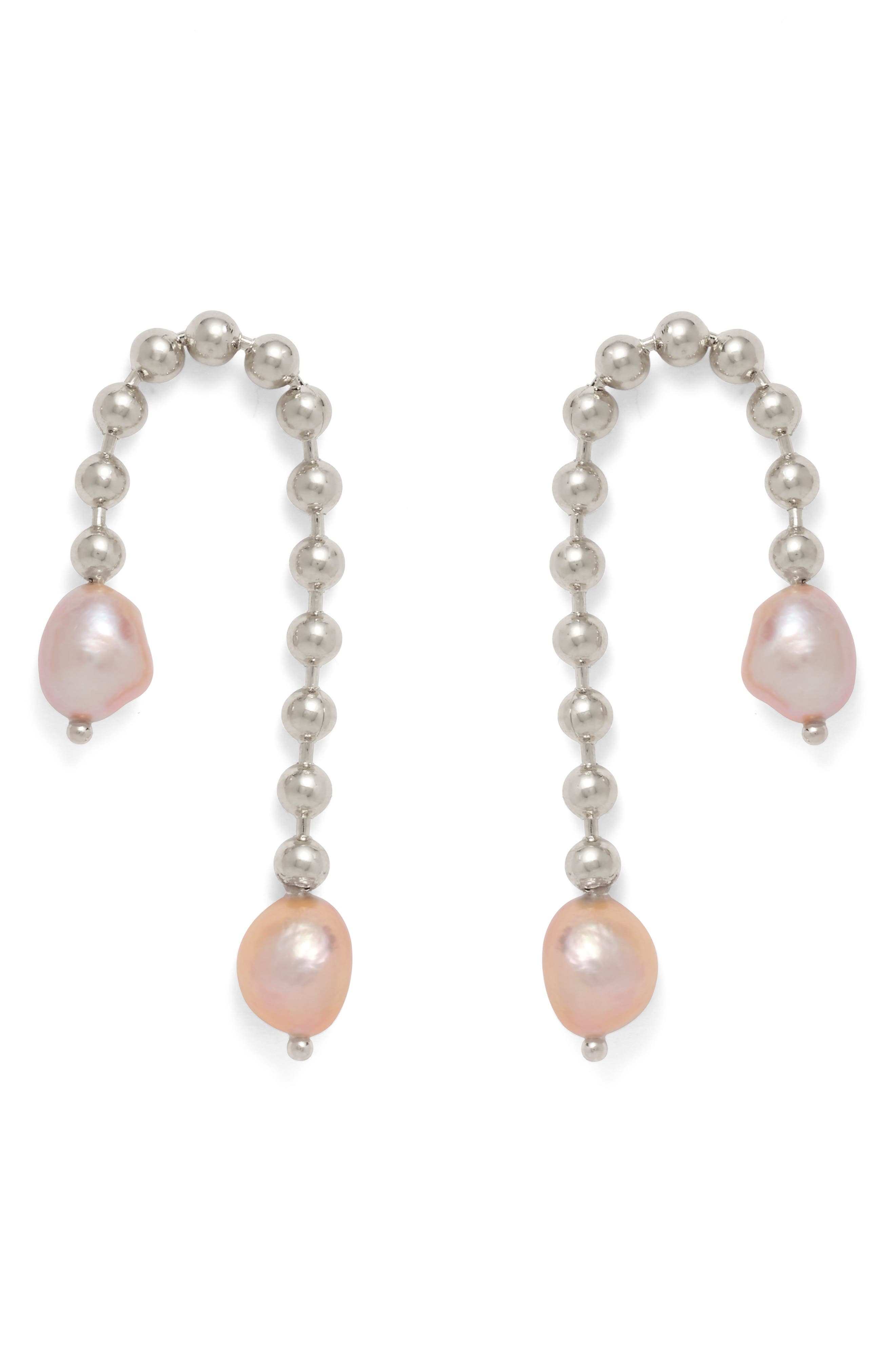 Lady Grey Frankie Pearl Drop Earrings in Silver/Pearl Cover