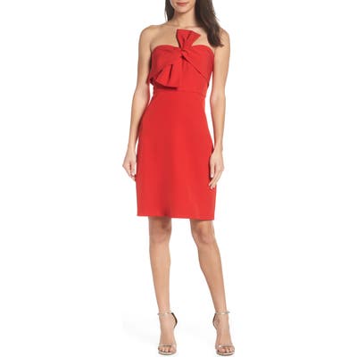Sam Edelman Strapless Bow Detail Sheath Dress, Red