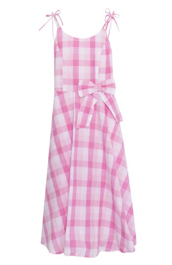 Speechless Kids' Check Tie Strap Dress In Pink/white
