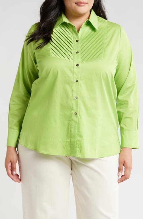 Shop Harshman Kaliyah Pleated Button-up Shirt In Green