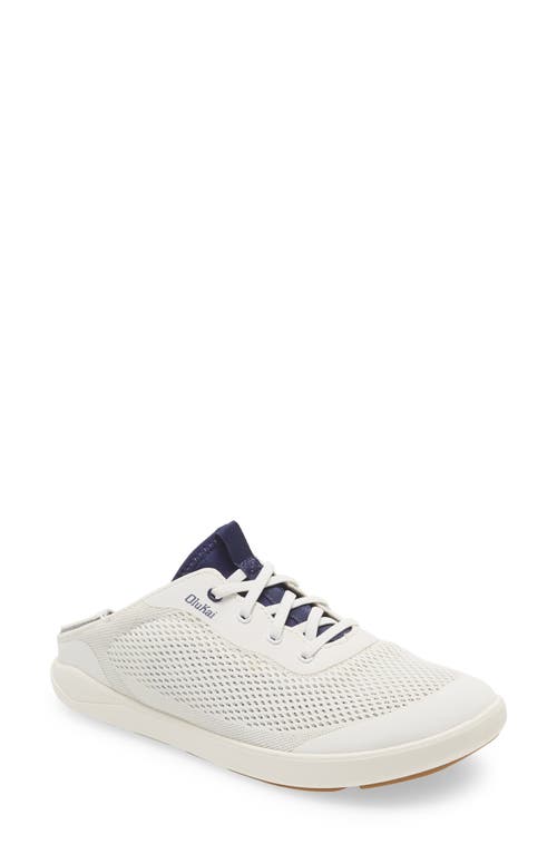 Olukai Punini Mens Leather Lifestyle Casual And Fashion Sneakers In Bright White/pacifica