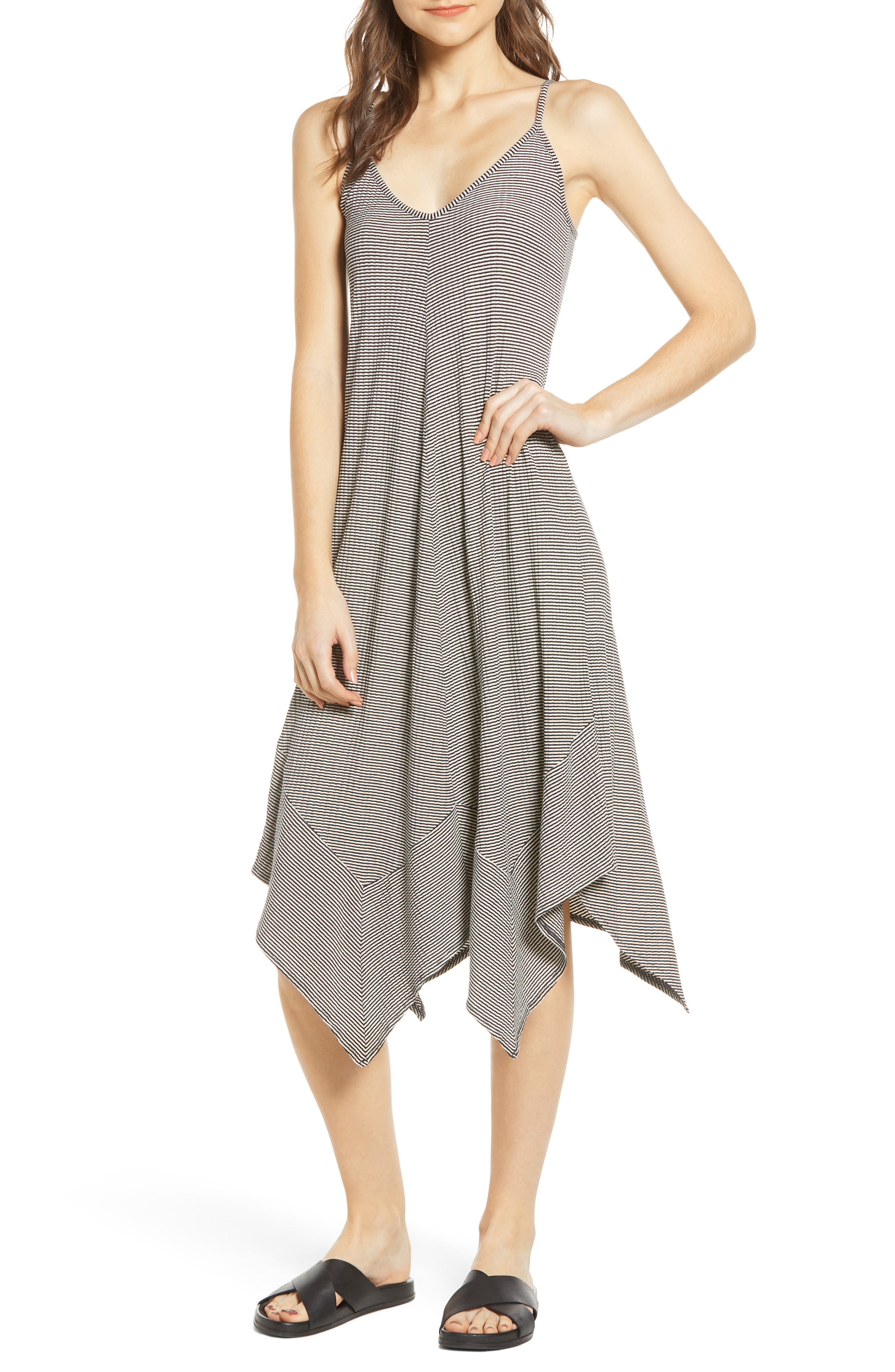 Lira Clothing Jade Handkerchief Hem Midi Dress, Black