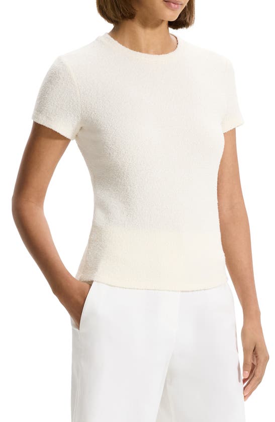Shop Theory Bouclé Knit T-shirt In Ivory