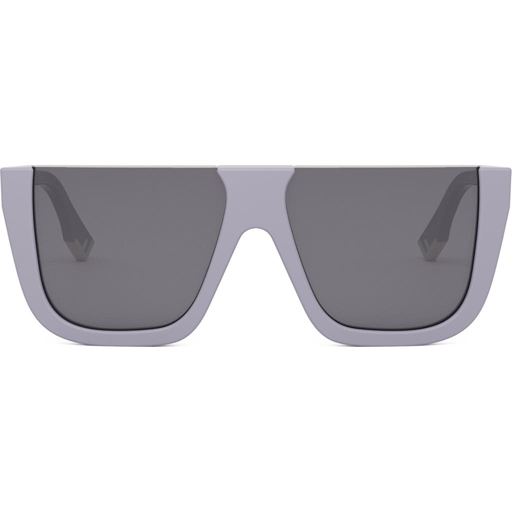 Fendi The  Way Flat Top Sunglasses In Shiny Violet/smoke