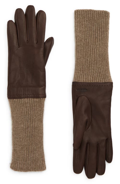 Vince Cashmere Cuff Leather Gloves in Black
