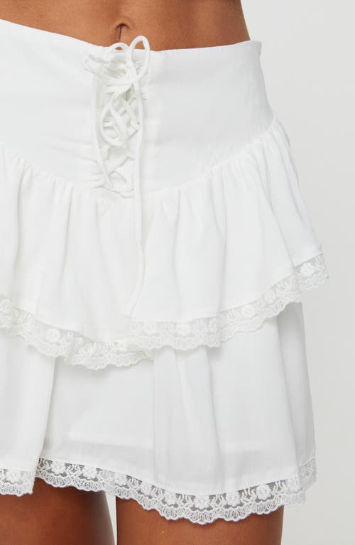 Princess Polly Capshaw Tiered Lace Trim Miniskirt In White