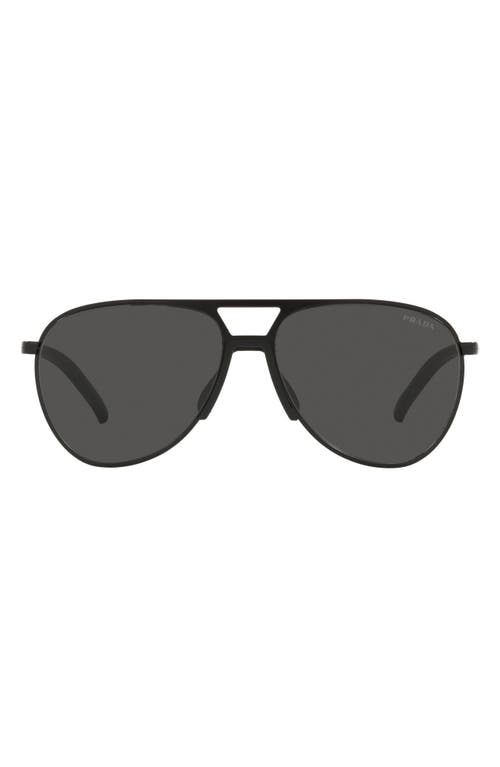 Prada Pilot 59mm Matte Black Aviator Sunglasses in Matte Black/Dark Grey at Nordstrom