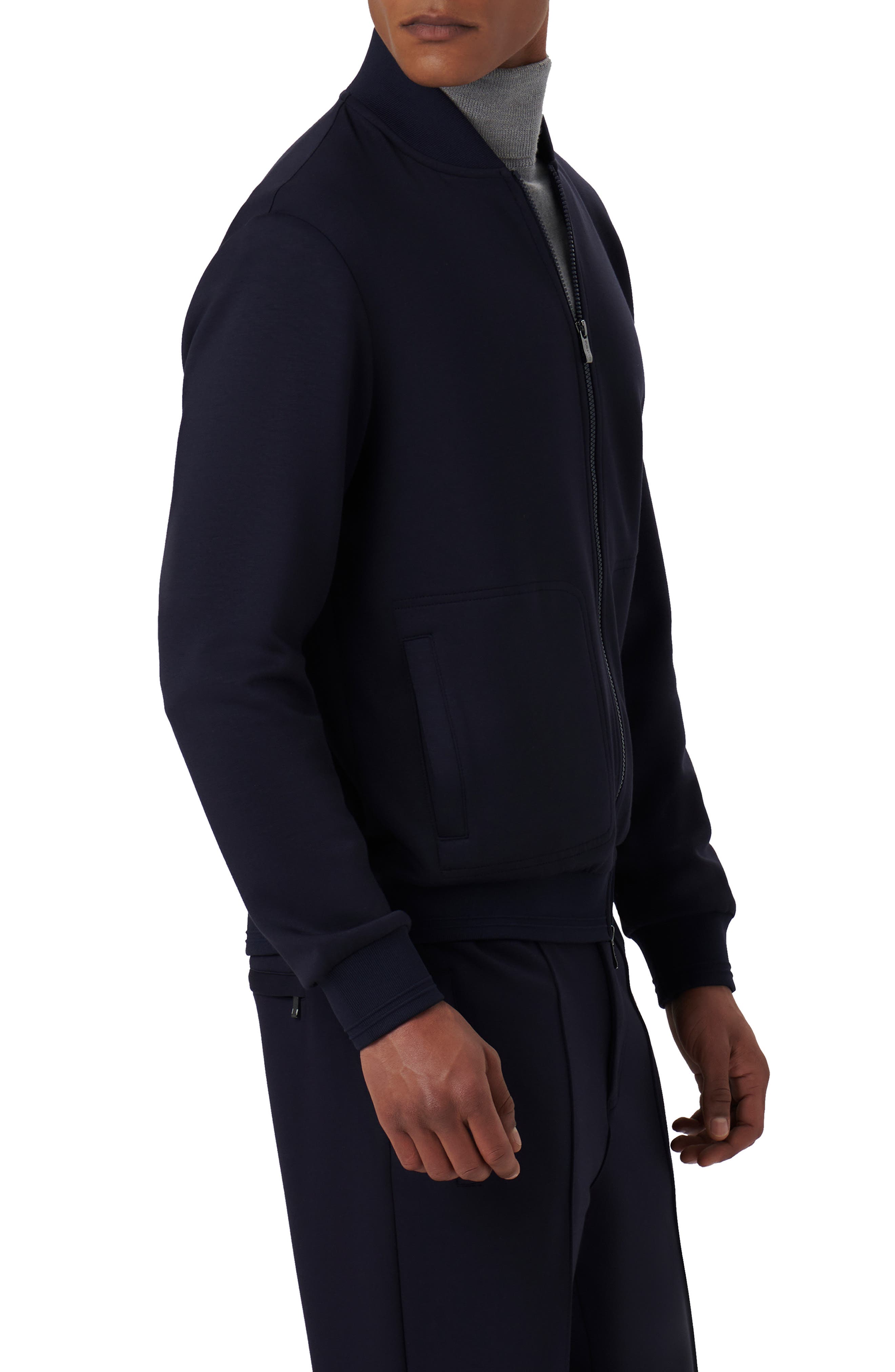 Bugatchi Men's Full-Zip Hooded Jacket Navy