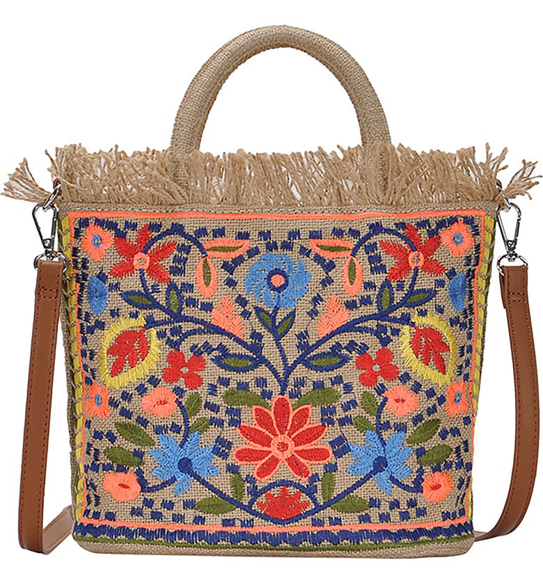 ANTIK KRAFT Embroidered Straw Tote, Main, color, 200
