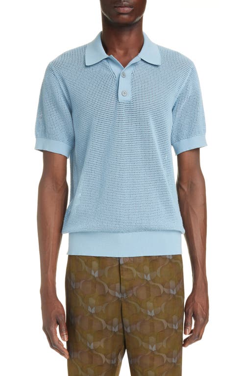 Mindo Mesh Sweater Polo in Light Blue 51