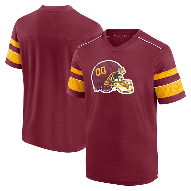 Fanatics Men's Burgundy Washington Football Team Textured Hashmark V-Neck T-Shirt