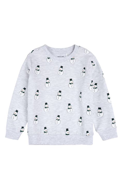 Festive Snowman Cotton Pullover Sweatshirt for Kids main image 1