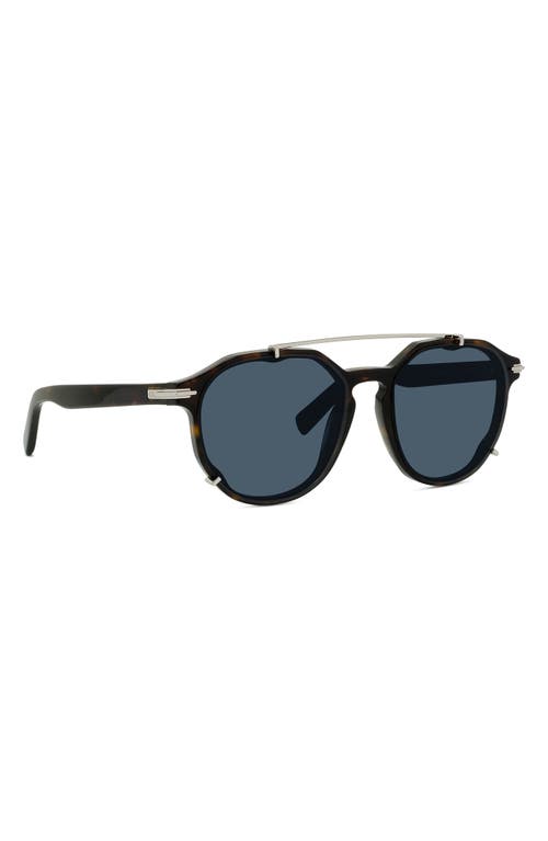 Shop Dior Blacksuit 56mm Round Sunglasses In Dark Havana/blue