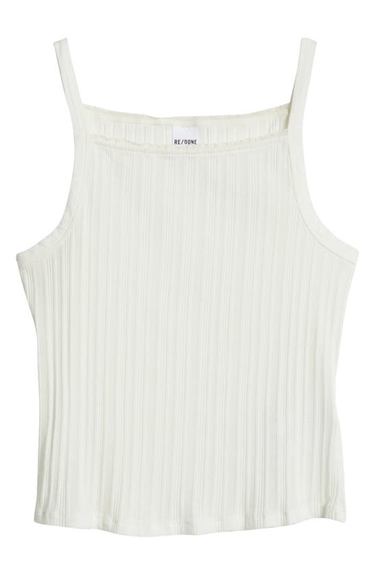 Shop Re/done Hanes Pointelle Square Neck Camisole In Vintage White
