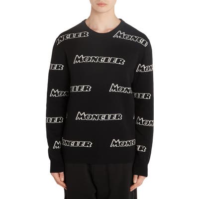 Moncler Allover Logo Wool & Cashmere Sweater, Black