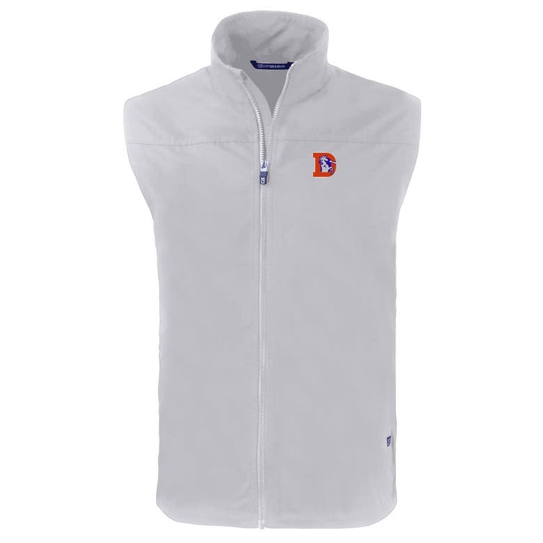 Shop Cutter & Buck Gray Denver Broncos Throwback Charter Eco Recycled Full-zip Vest