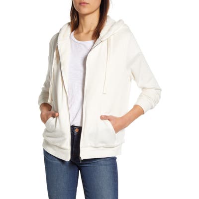 Bobeau Fleece Lined Hooded Jacket, Ivory