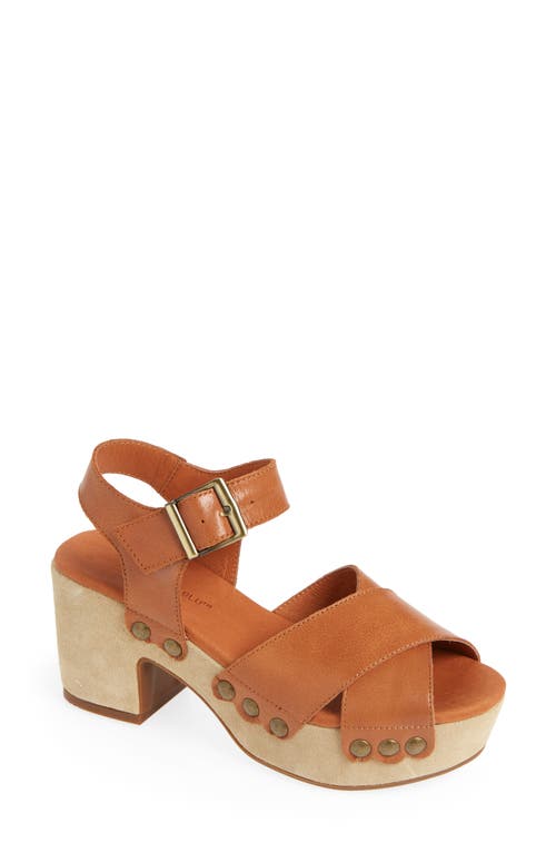 Chocolat Blu Gretta Block Heel Platform Sandal in Camel Leather