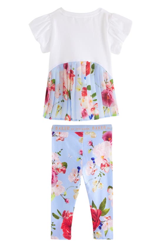 Shop Baker By Ted Baker Logo T-shirt & Floral Leggings Set In Blue