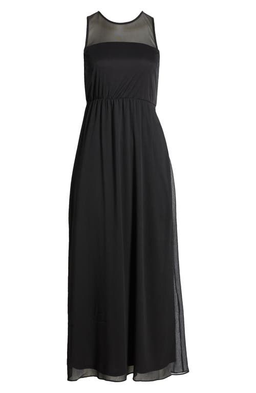 Shop Halogenr Halogen(r) Mesh Yoke Sleeveless Maxi Dress In Rich Black