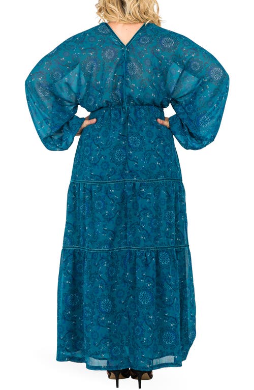 Shop Standards & Practices Maxine Floral Print Maxi Dress In Teal