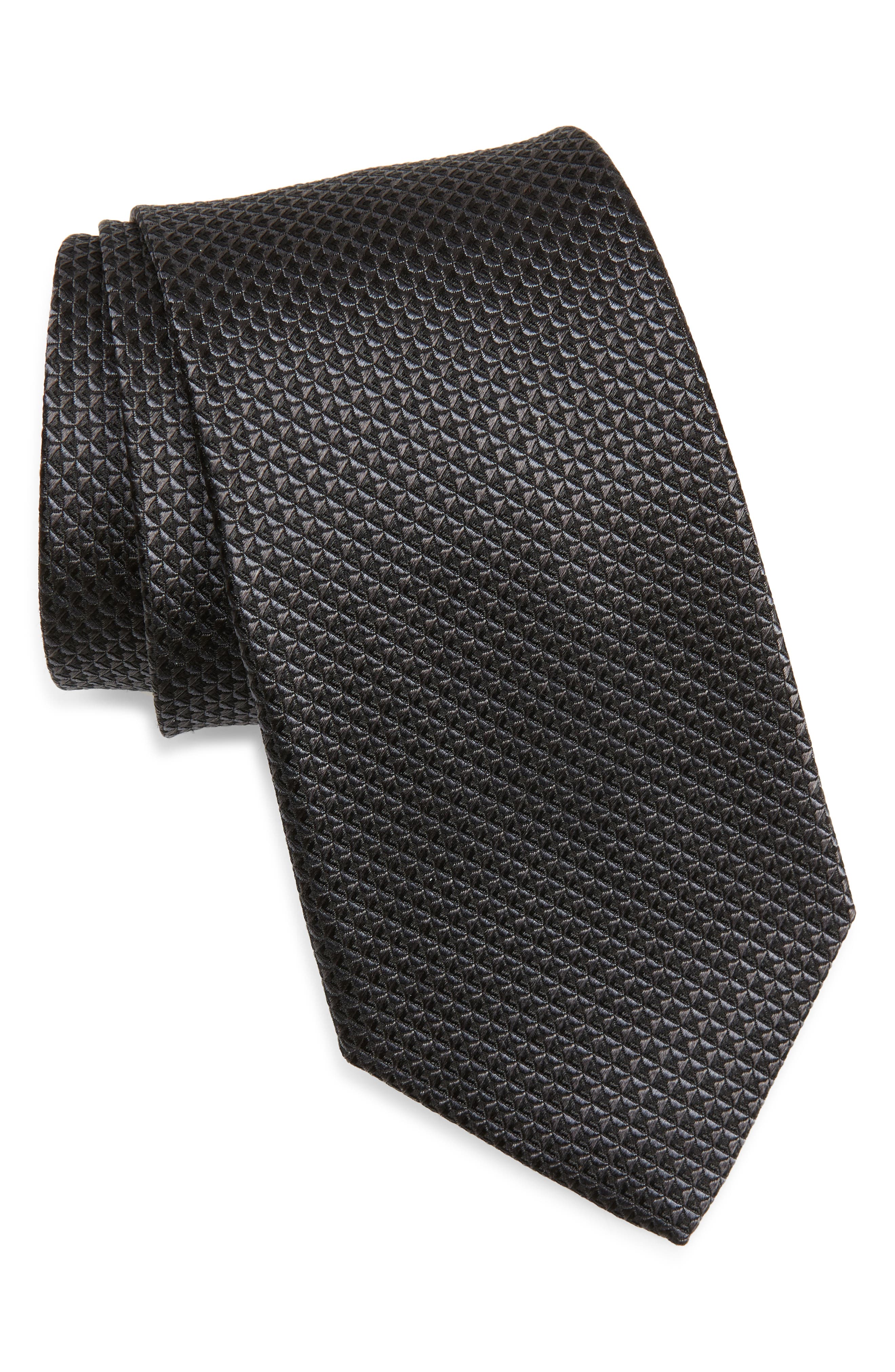 100% Silk Tie and Pocket Square Black