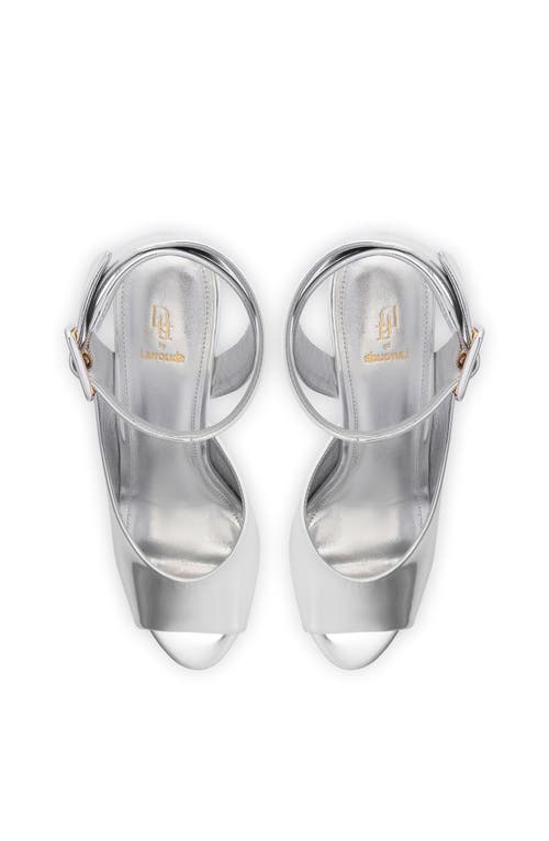 Larroude Deena By Larroudé Wedge Sandal In Silver