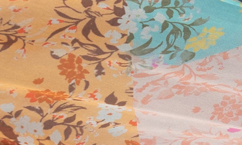 Shop Saachi Floral Print Ruffle Sleeve Cover-up Kaftan In Orange