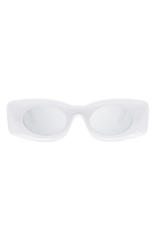 Loewe Paula's Ibiza Original 49mm Small Rectangular Sunglasses In White/smoke Mirror