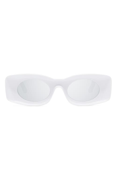 Shop Loewe Paula's Ibiza Original 49mm Small Rectangular Sunglasses In White/smoke Mirror