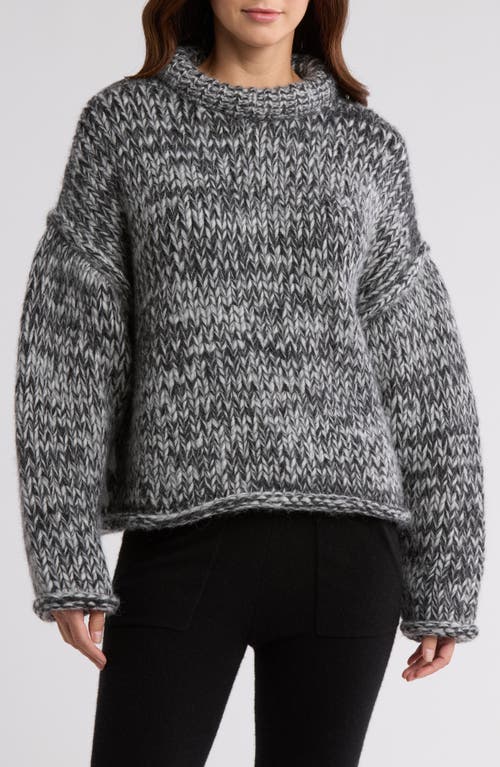 Lunya Lofty Wool Blend Whipstitch Mock Neck Sweater in Cinder Coal 