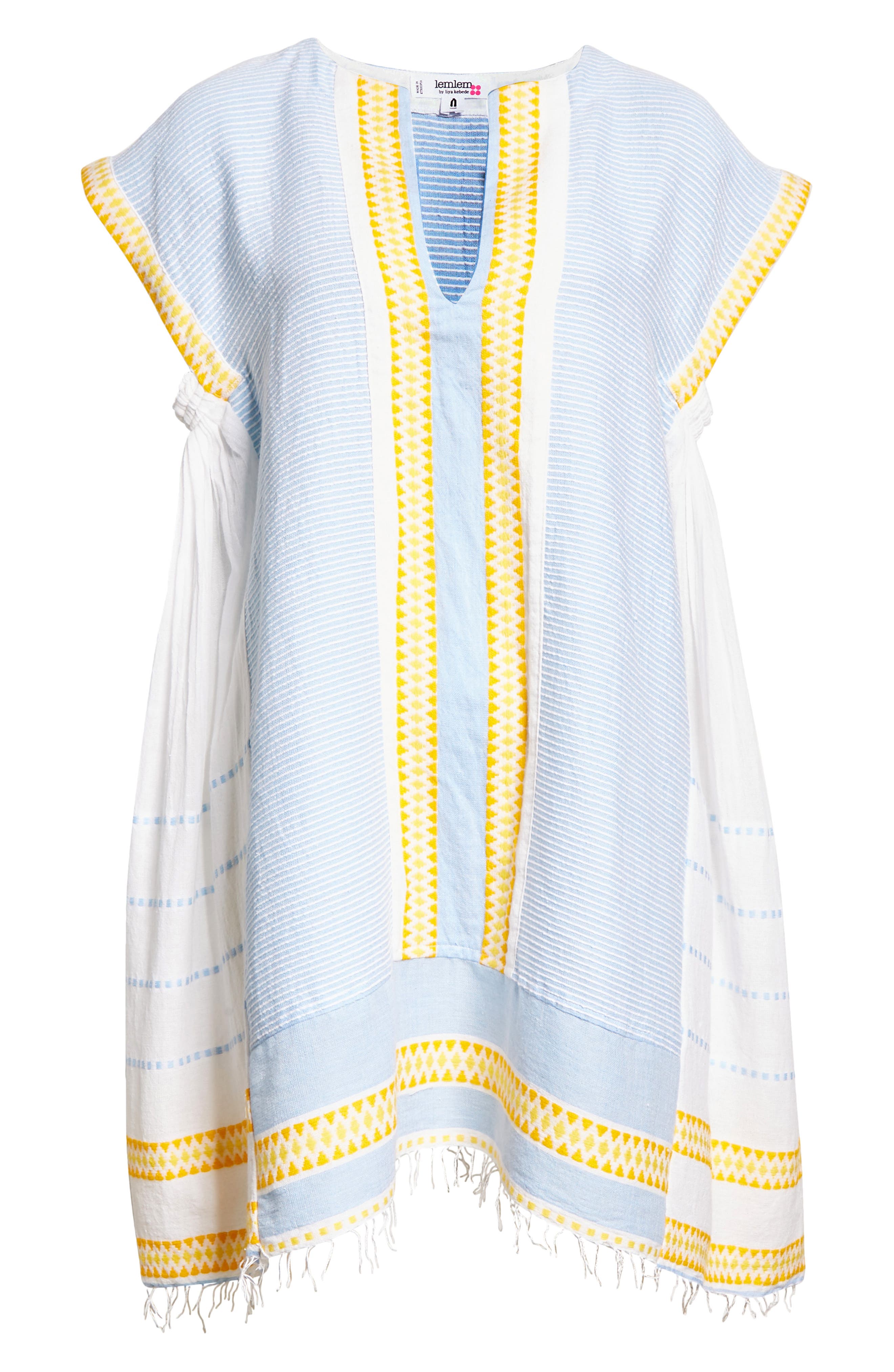 LEMLEM Jemari Cotton Blend Cover-Up Caftan Dress, Alternate, color, SKY