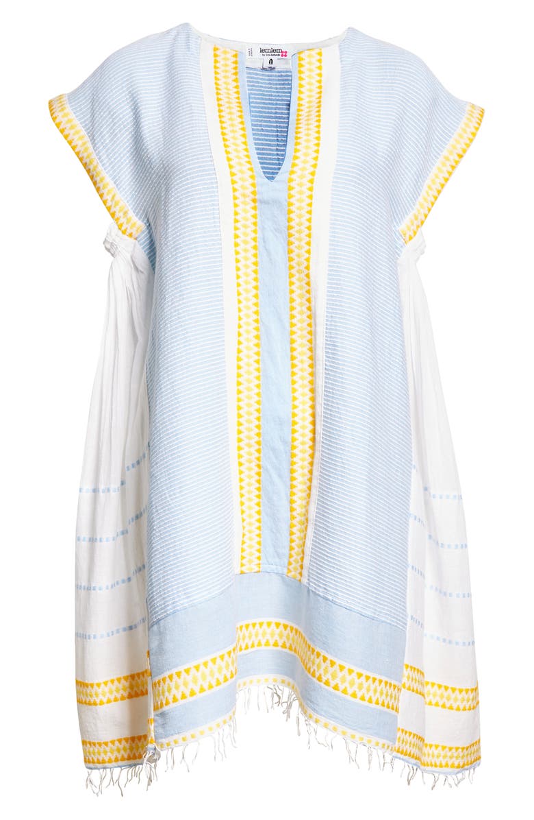 LEMLEM Jemari Cotton Blend Cover-Up Caftan Dress, Alternate, color, SKY