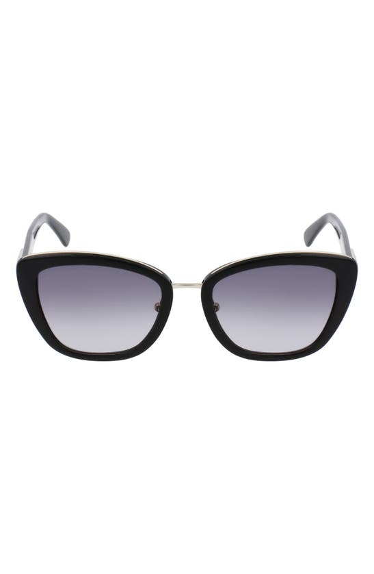 Longchamp Roseau 53mm Gradient Rectangle Sunglasses In Black/ Black