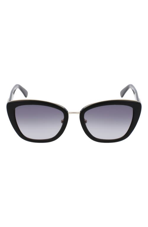 Shop Longchamp Roseau 53mm Gradient Rectangle Sunglasses In Black/black