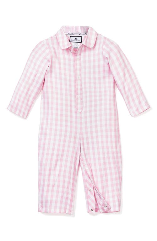 Petite Plume Gingham One-Piece Pajamas Pink at Nordstrom,