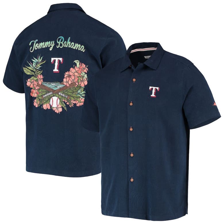 Tommy Bahama Navy Texas Rangers Baseball Bay Button-Up Shirt