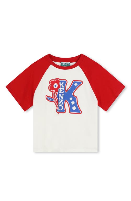 Shop Kenzo Kids' Cotton Logo Graphic Baseball T-shirt In Ivory