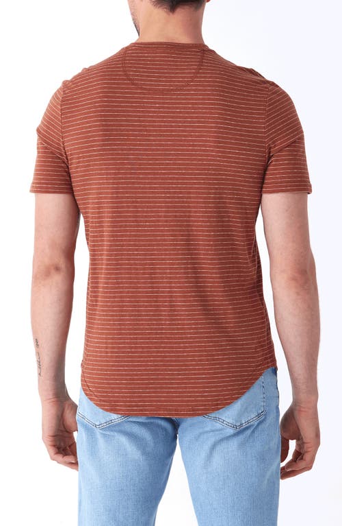 Shop Threads 4 Thought Stripe Short Sleeve Henley In Sandalwood/ecru