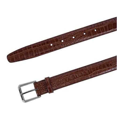 Trafalgar 30mm Mock Alligator Embossed Italian Leather Belt In Tan