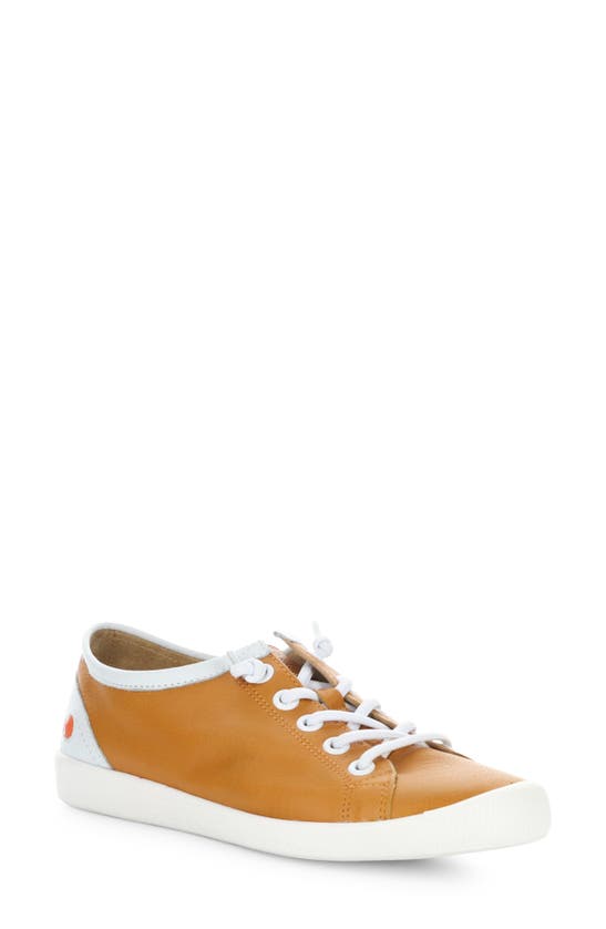 Softinos By Fly London Isla Distressed Sneaker In 043 Warm Orange Smooth