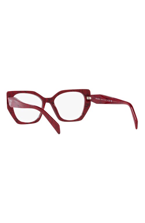 Prada 54mm Square Optical Glasses In Black White/red