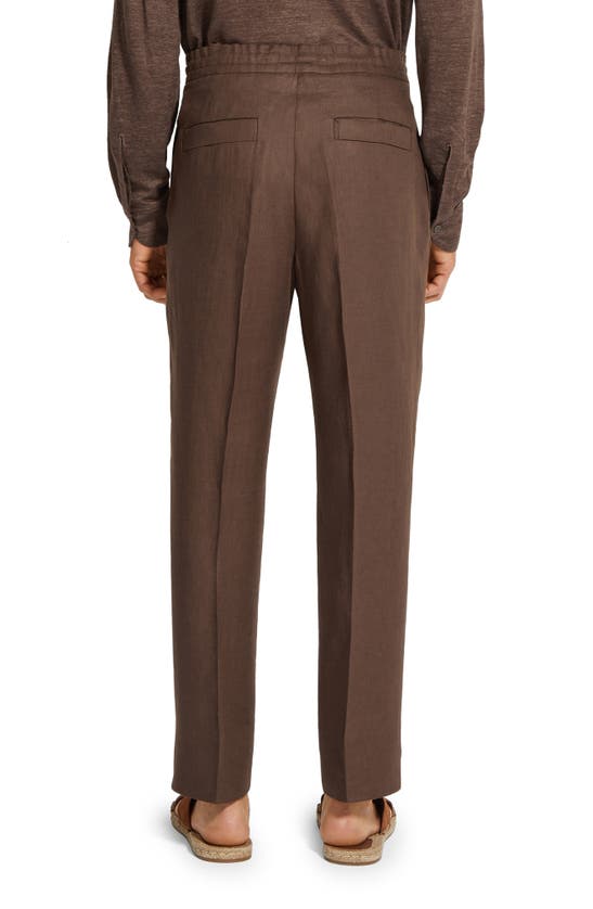 Shop Zegna Oasi Linen Drawstring Trousers In Ferruggine